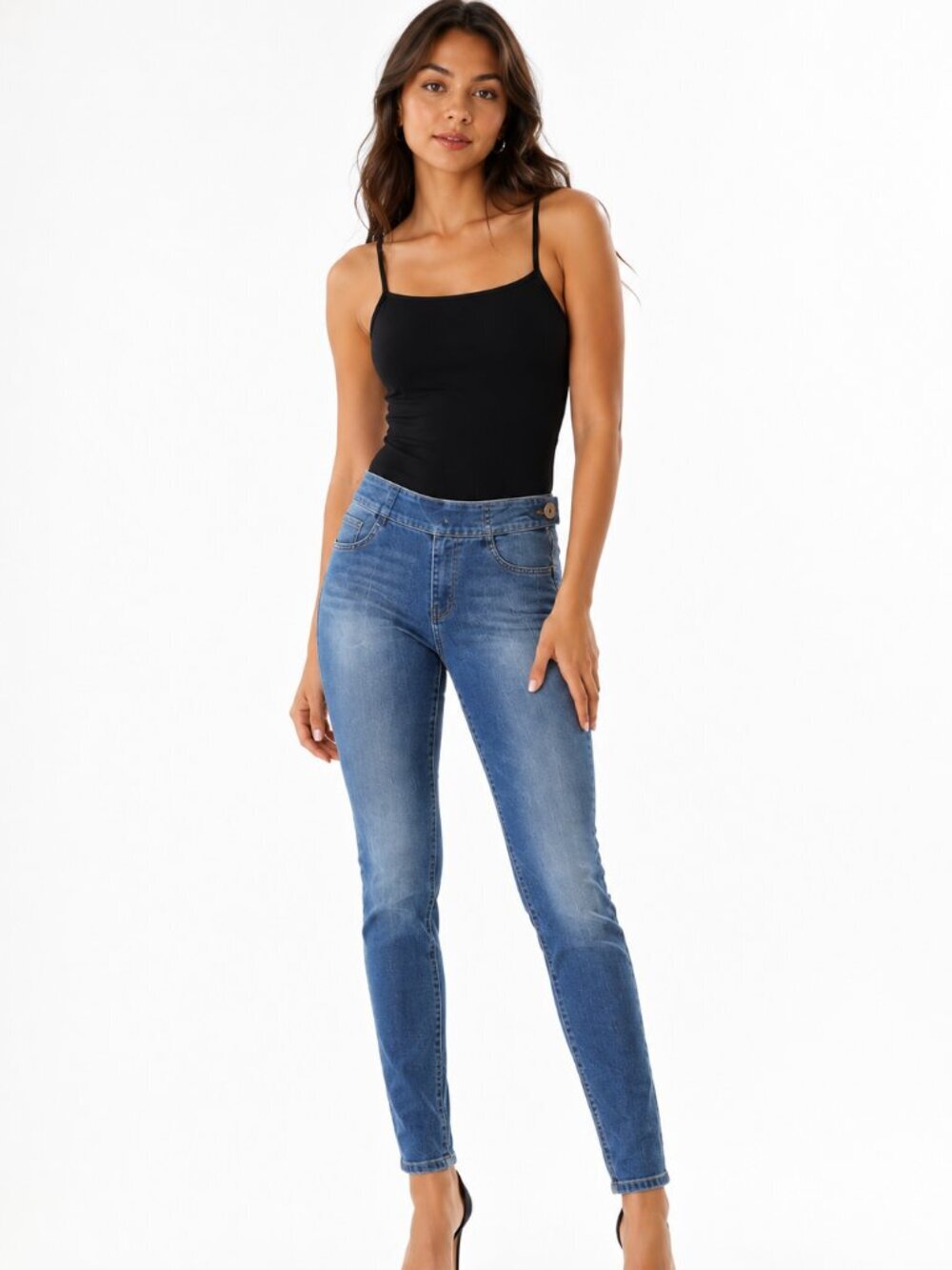 DKNY Size 6 Light Wash Distressed Jeggings Side Zip Pull On Skinny Jeans